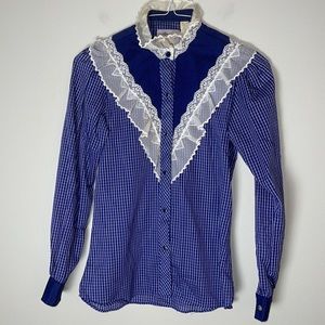 Kenny Rogers Blue Vintage Lace Western Too 9/10